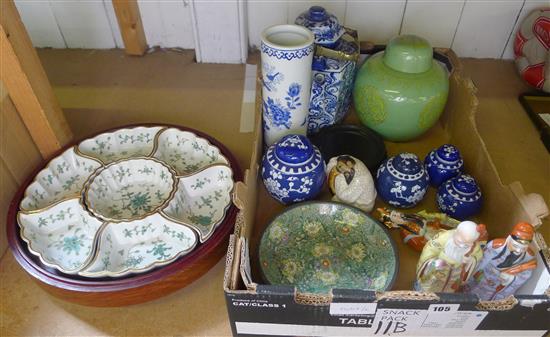 Group of Oriental ceramics including a boxed supper set